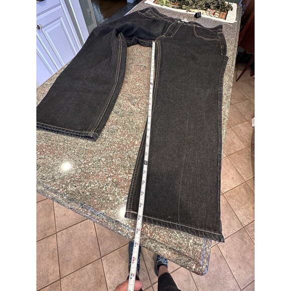 Ablanche‎ Embellish y2k Straight Cut Denim Jeans,Stone Wash Black baggy size 40 - Picture 10 of 11